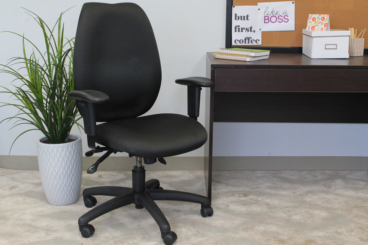 Boss High-Back Task Chair with Adjustable Arms, Black – BossChair