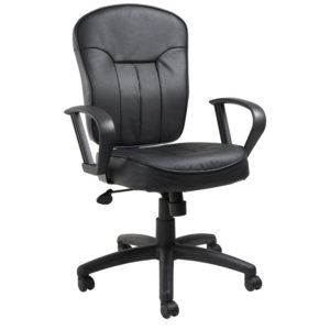 – Black Adjustable Boss Leather BossChair W/ Arm Chair Task