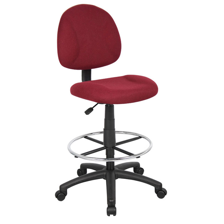 Boss Ergonomic Works Adjustable Drafting Chair without Arms, Burgundy –  BossChair