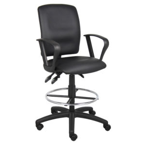 Boss Office Multi Function Leather Drafting Chair with Loop Arms 