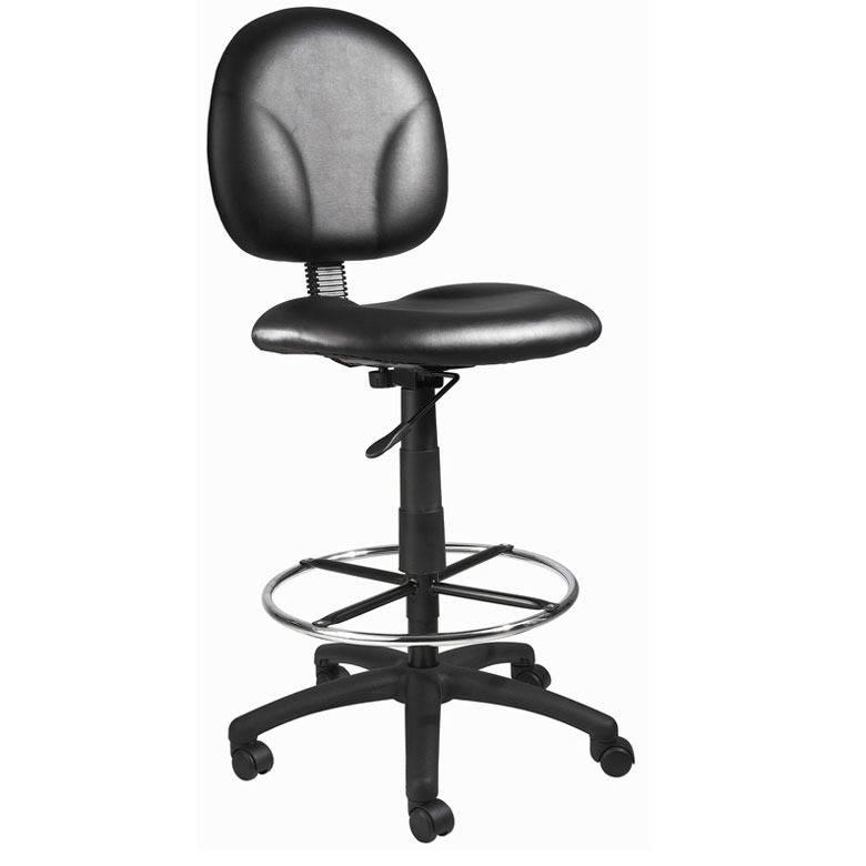 Boss Stand Up Drafting Stool with Foot Rest Black Antimicrobial Vinyl –  BossChair