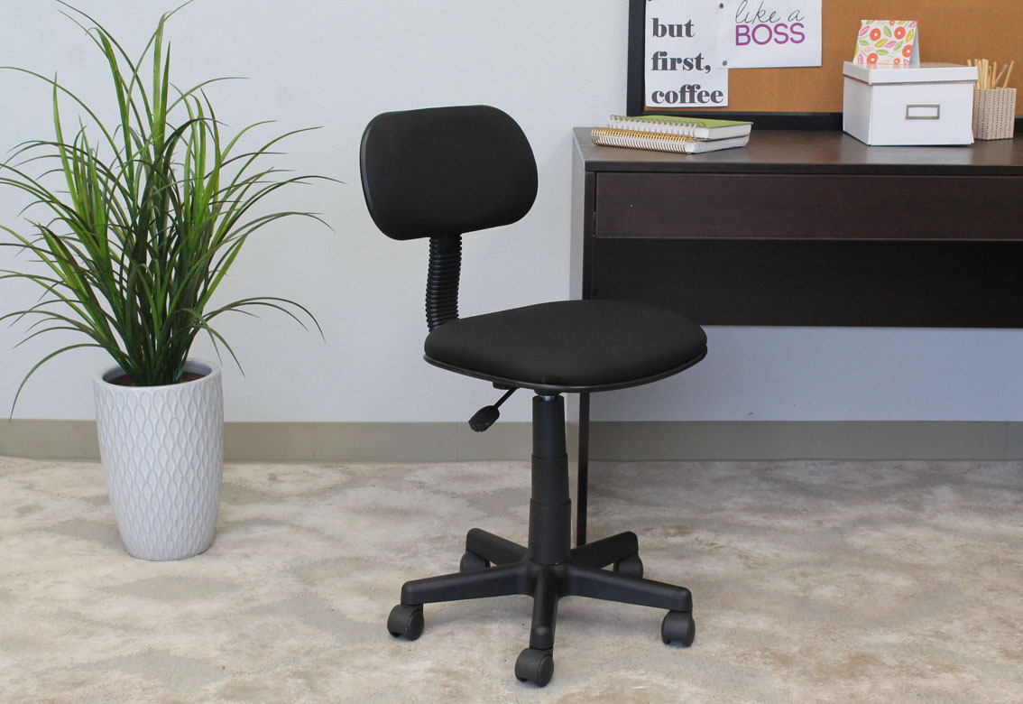 Boss Office Products Black Fabric Steno Chair 17" W X 16" D B205-BK New 