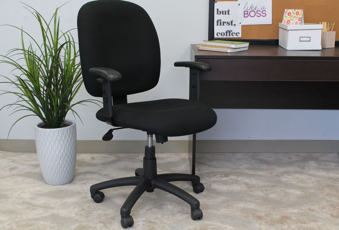 Boss Black Fabric Task Chair W/ Adjustable Arms – BossChair