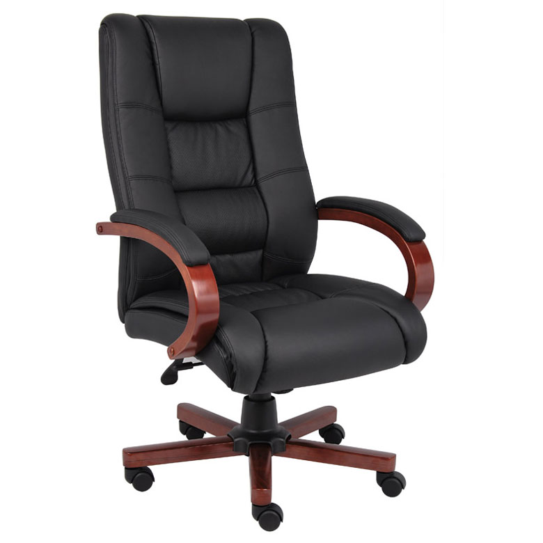 Boss Office Products Mid Back Wooded Guest Chair 