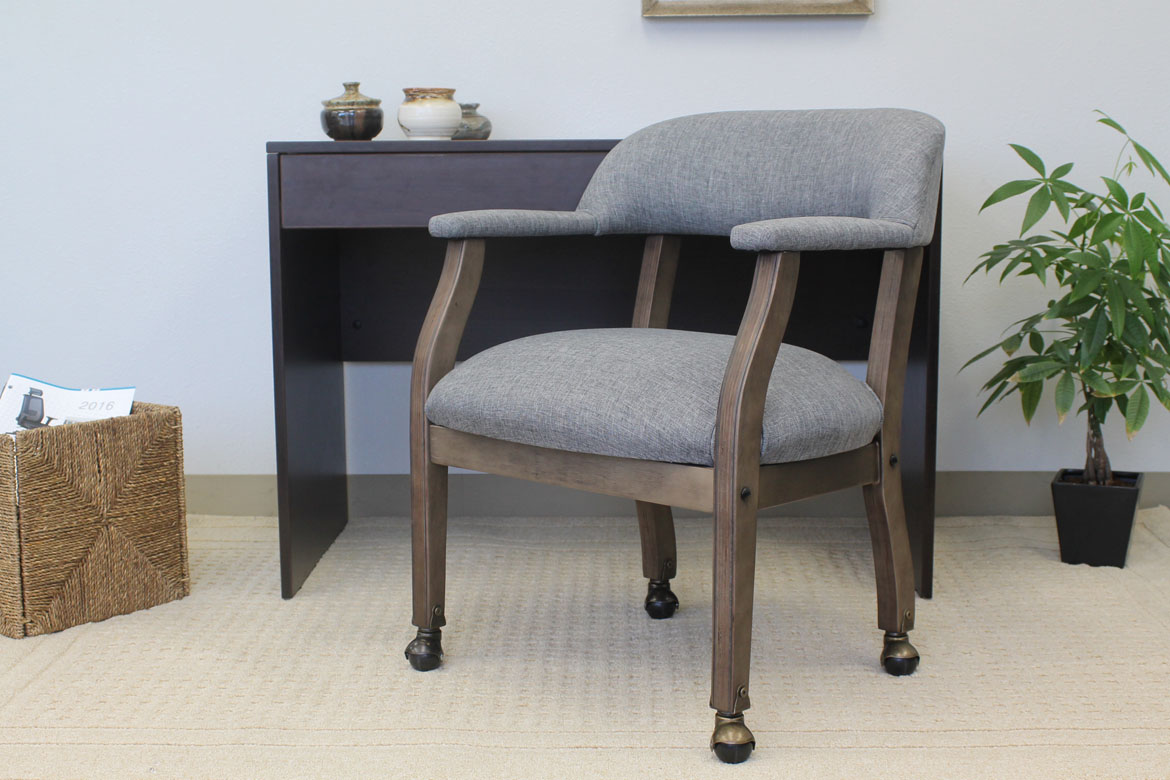 Details about   Modern Captain's Chair in Slate Gray 