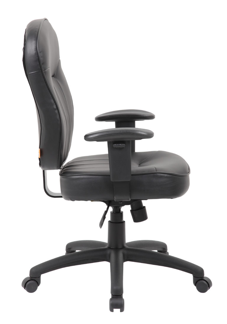 Boss Black Leather Task Chair W/ Adjustable Arm BossChair