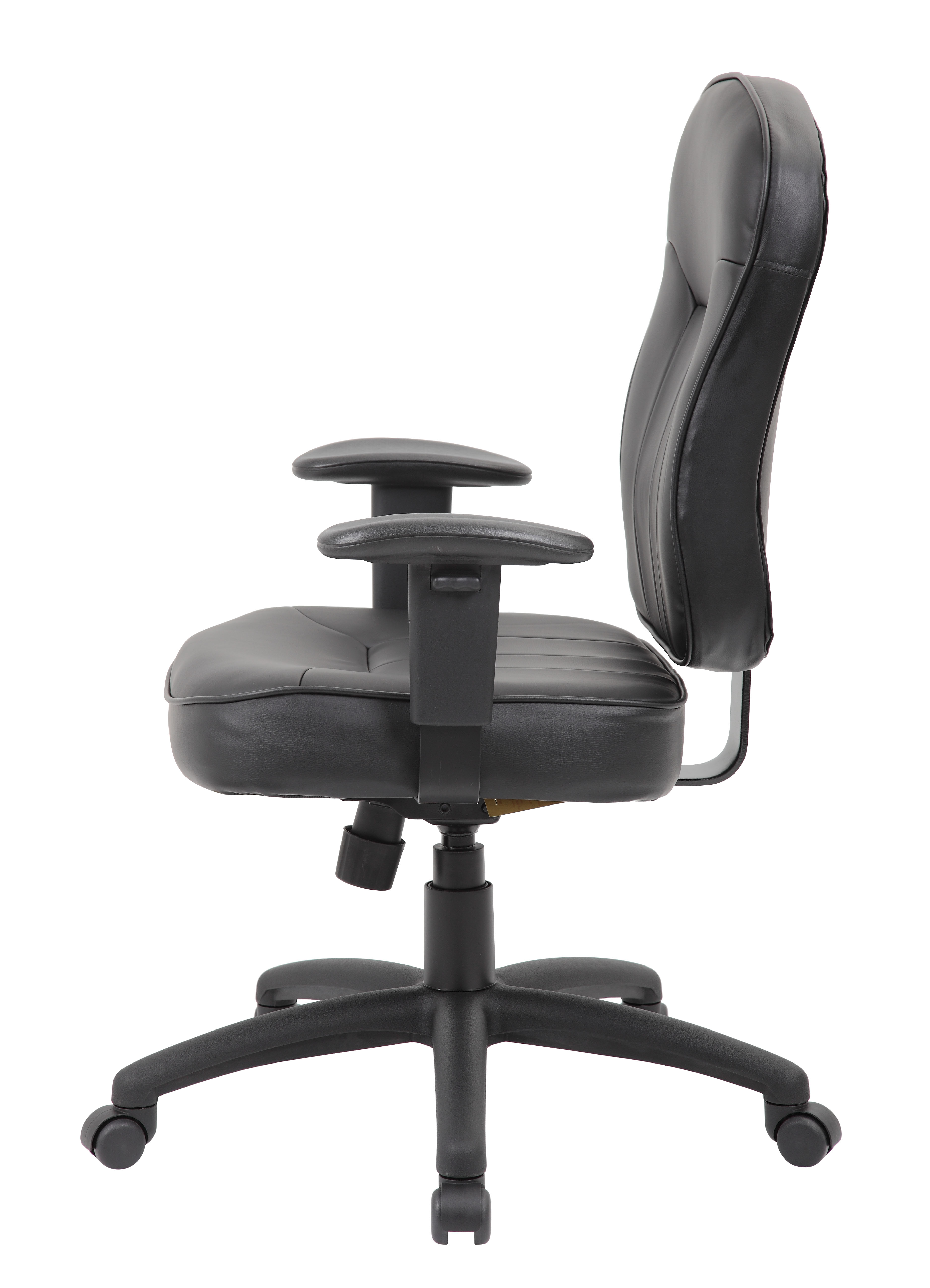 Boss Black Leather Task Chair W/ Adjustable Arm – BossChair
