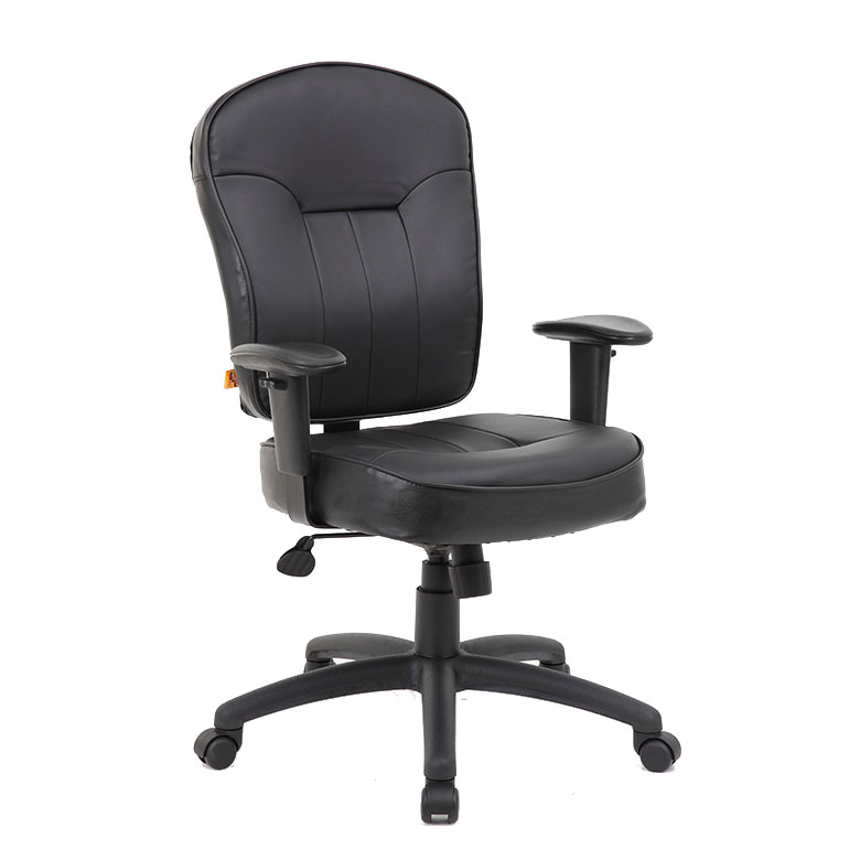 Boss – Task Chair W/ BossChair Black Adjustable Leather Arm