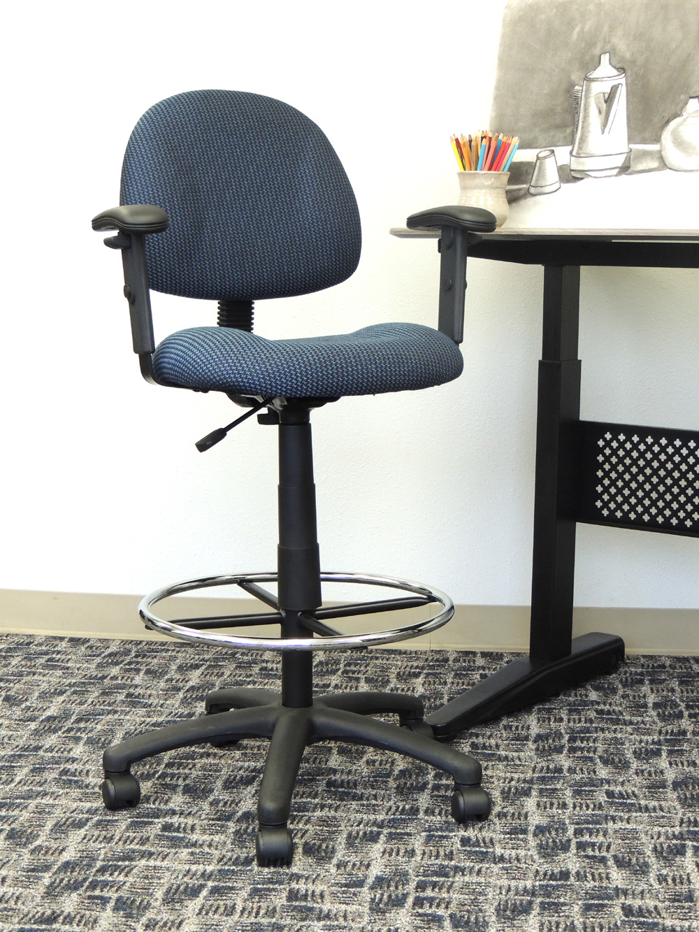 Details about   Mesh Back Drafting Office Desk Chair Pneumatic Seat Adjustable Height Footrest ❤ 