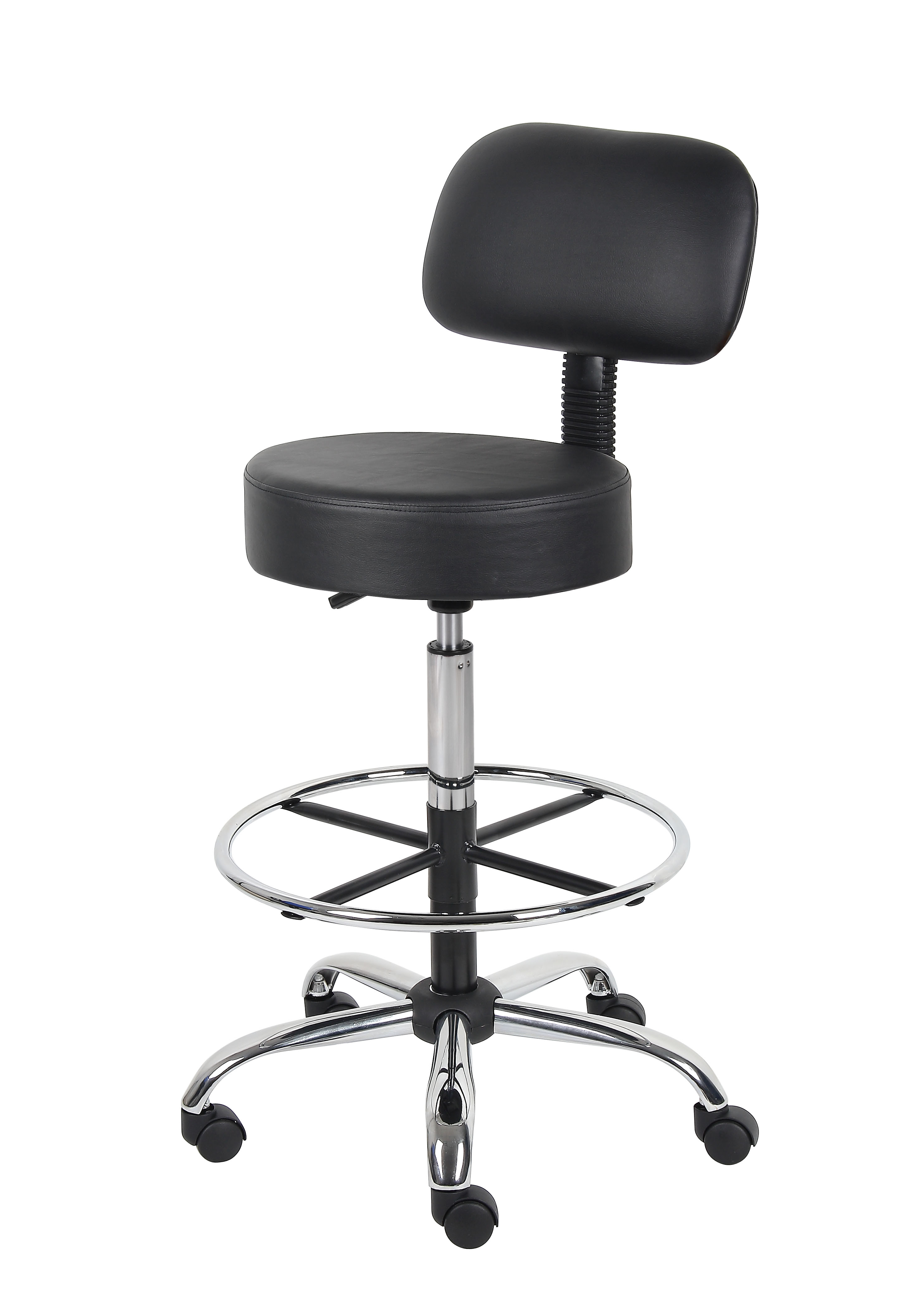 Boss Office Products B16245-BK Be Well Medical Spa Drafting Stool with Back Black 2 Pack 