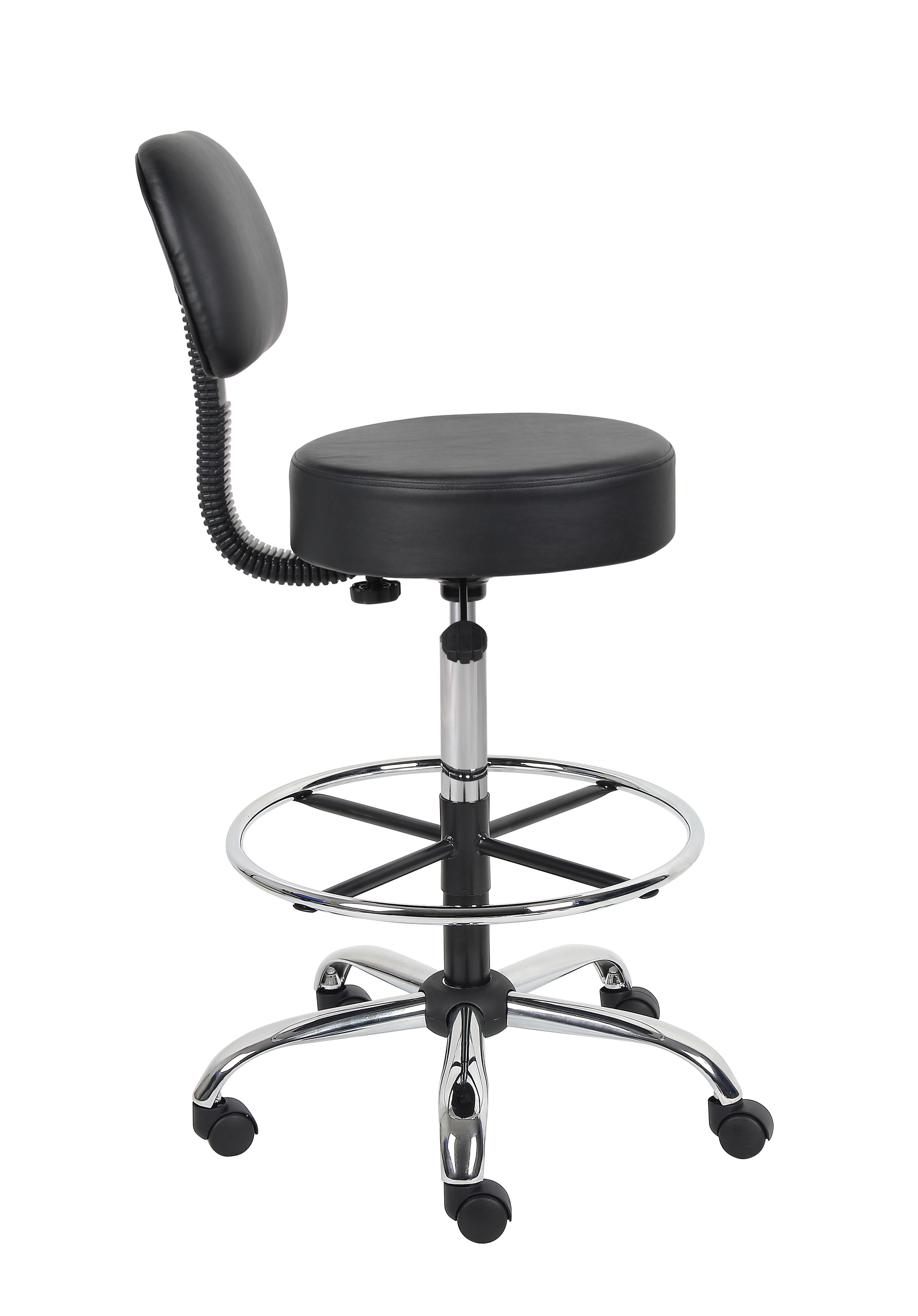 Boss Be Well Medical Spa Professional Adjustable Drafting Stool with Back  and Removable Foot Rest Black – BossChair