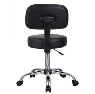 Boss Office Products Be Well Medical Spa Stool With Back In Black 