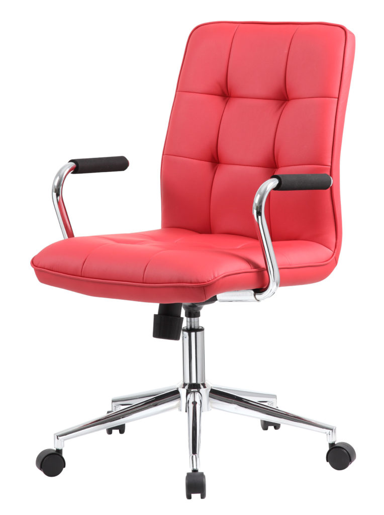 Modern Office Chair w/Chrome ArmsRed BossChair
