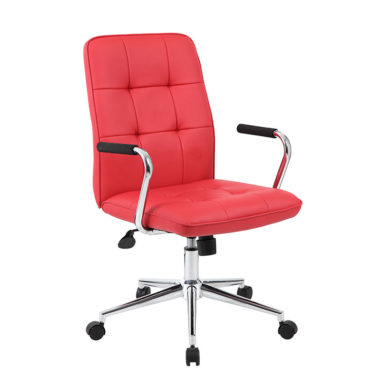 Modern Office Chair w/Chrome Arms-Red – BossChair