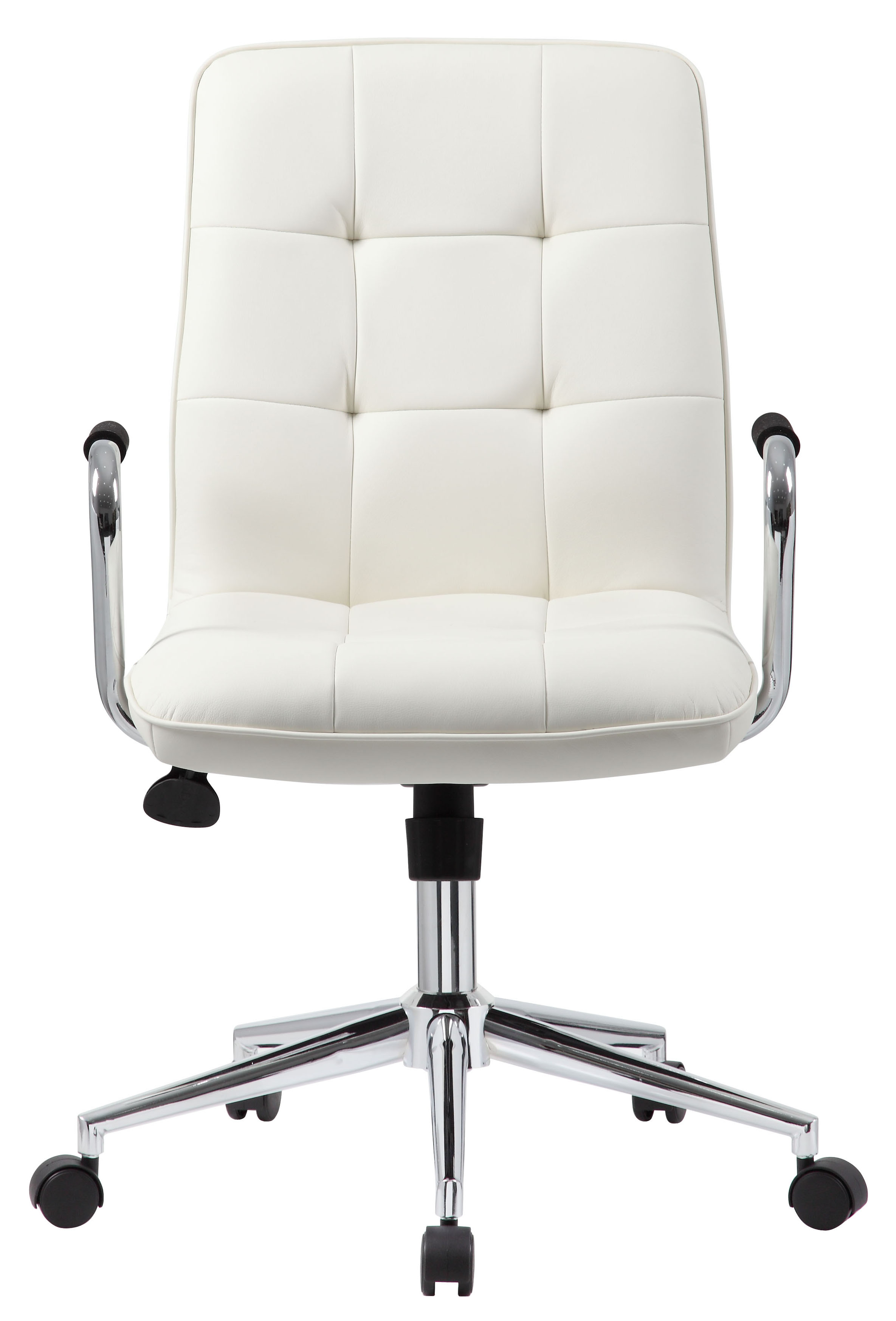 Modern Office Chair w/Chrome Arms White BossChair