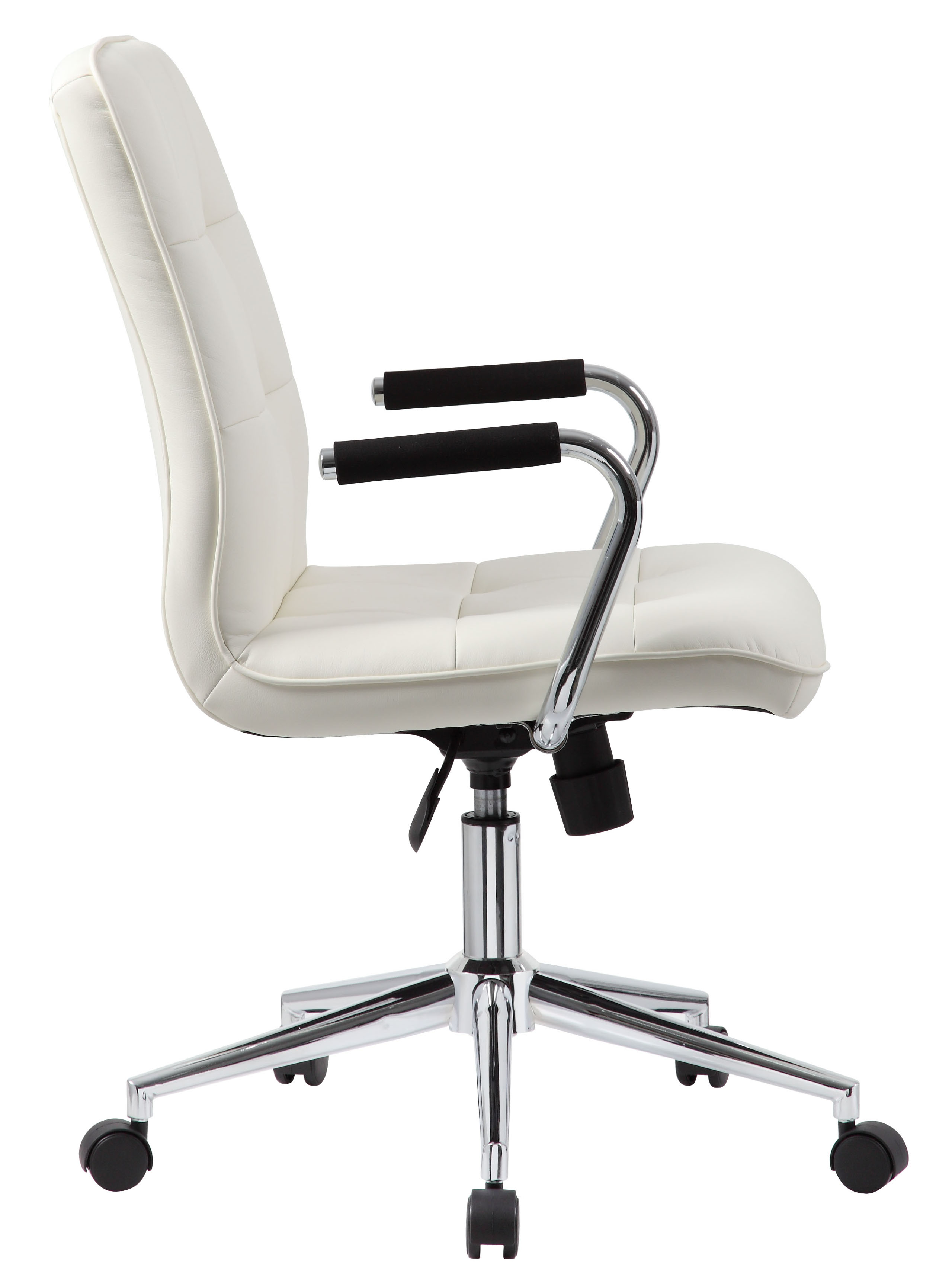 Modern Office Chair w/Chrome Arms- White – BossChair