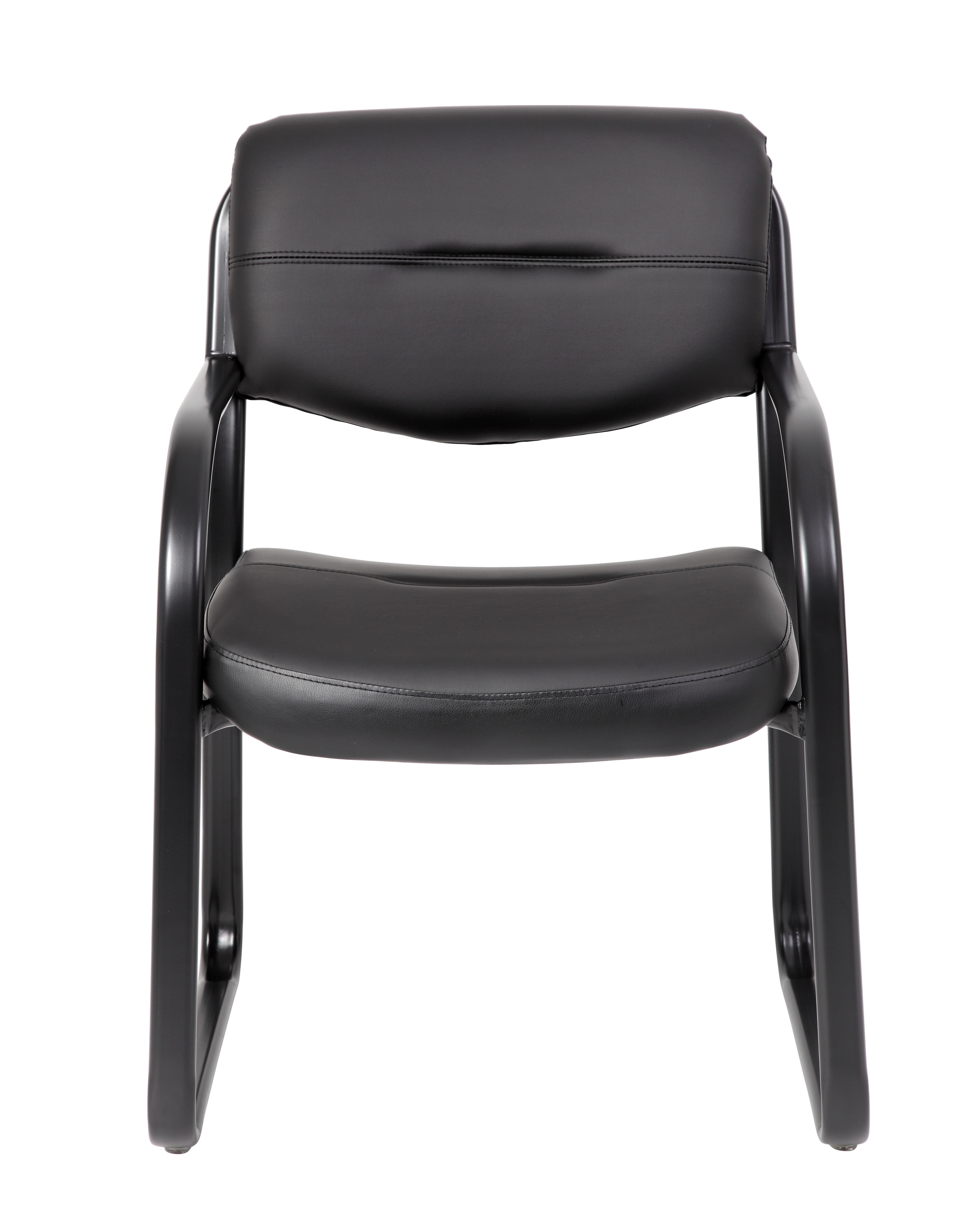 Boss Office Products B9529 Leather Sled Base Side Guest Chair Black 
