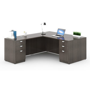 Boss Office Products Holland 66 Executive U-Shape Desk with Lateral File Storage and Hutch Cherry 