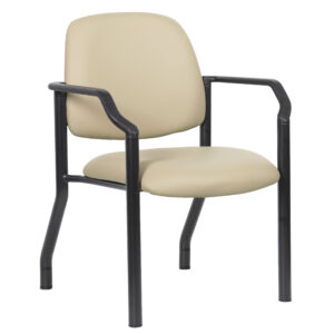 Boss Office Executive Chair - Mid Back Ivory LeatherPlus With Padded Armrests