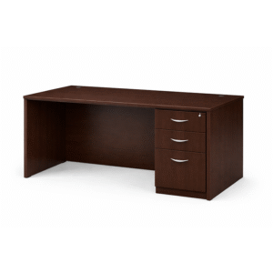 Boss 60" x 30" Desk w/ Box/Box/File Pedestal, Mocha