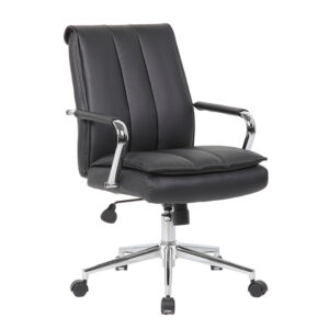 Boss, Charlotte, Pillow Top Task Chair with Fixed Chrome Arms, Black
