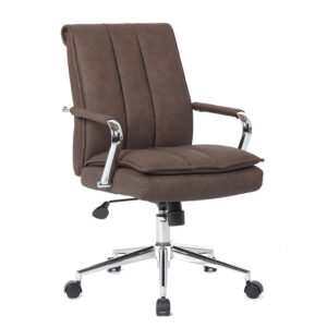 Boss, Charlotte, Pillow Top Task Chair with Fixed Chrome Arms, Brown