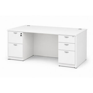 Boss 66" x 30" Desk w/ Box/Box/File Pedestal and File/File Pedestal, White