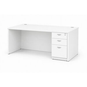 Boss 60" x 30" Desk w/ Box/Box/File Pedestal, White