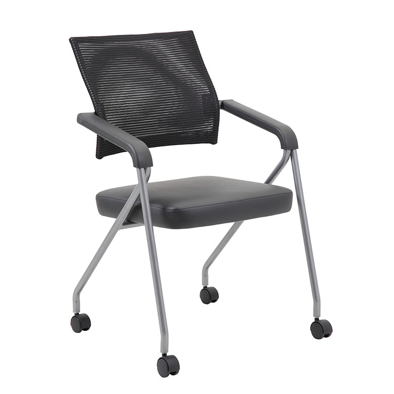 Boss Black Mesh Training Chair With Pewter Frame, (set of 2) – BossChair