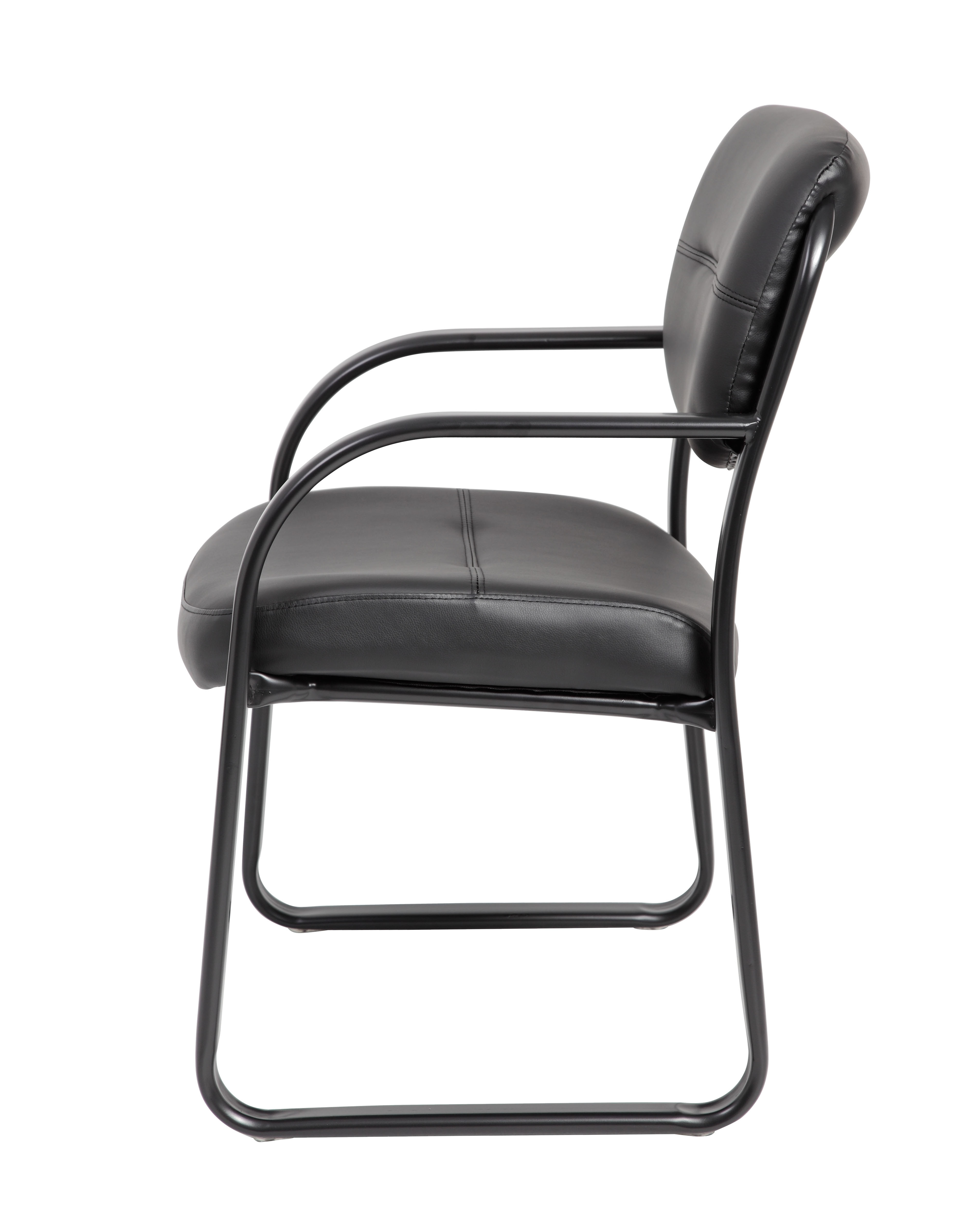 Boss Leather Sled Base Side Chair W/ Arms – BossChair