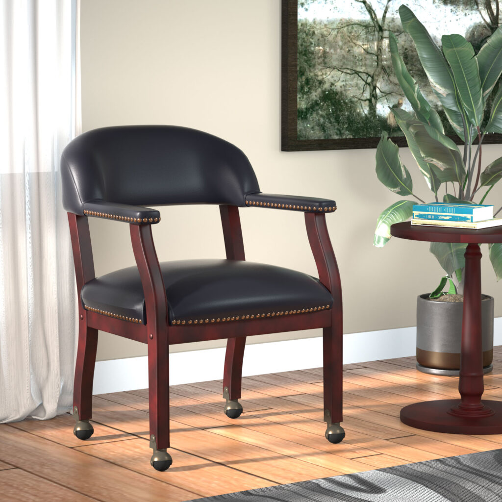 Boss Captain’s guest, accent or dining chair in Black Caressoft Vinyl W ...